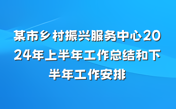 某市乡村振兴服务中心2024年上半年工作总结和下半年工作安排