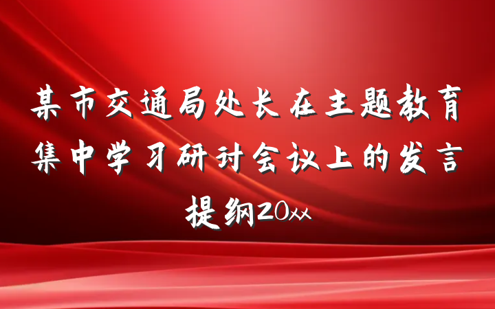 某市交通局处长在主题教育集中学习研讨会议上的发言提纲20xx