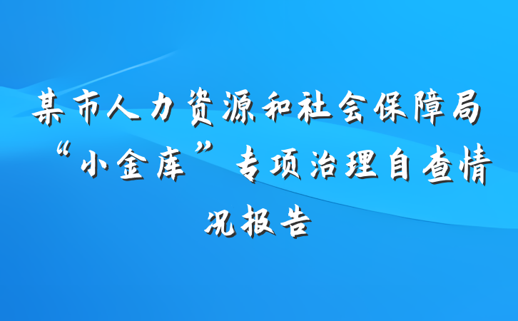 某市人力资源和社会保障局“小金库”专项治理自查情况报告
