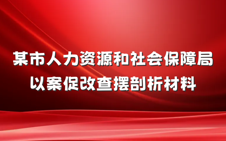 某市人力资源和社会保障局以案促改查摆剖析材料