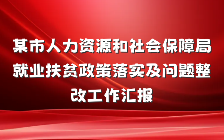 某市人力资源和社会保障局就业扶贫政策落实及问题整改工作汇报