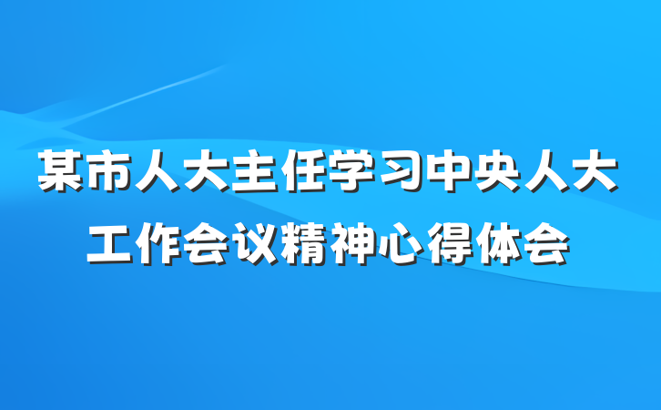 某市人大主任学习中央人大工作会议精神心得体会