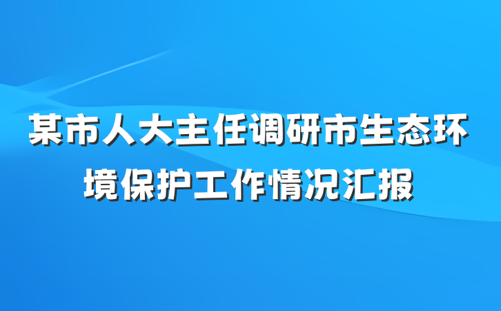某市人大主任调研市生态环境保护工作情况汇报