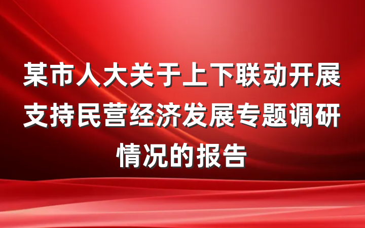 某市人大关于上下联动开展支持民营经济发展专题调研情况的报告