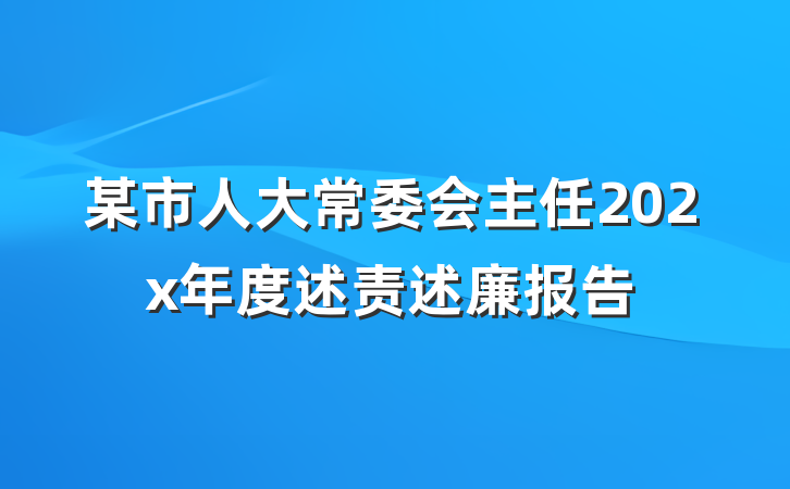 某市人大常委会主任202x年度述责述廉报告