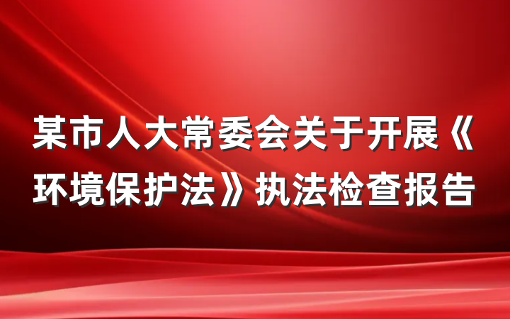 某市人大常委会关于开展《环境保护法》执法检查报告