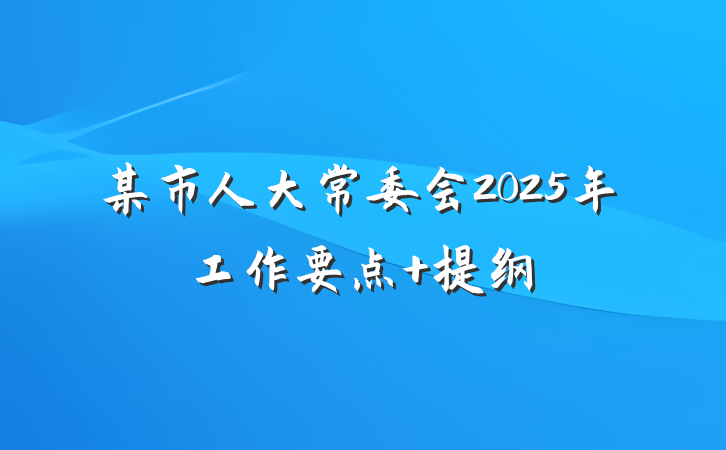 某市人大常委会2025年工作要点 提纲