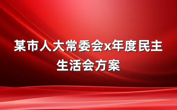 某市人大常委会x年度民主生活会方案
