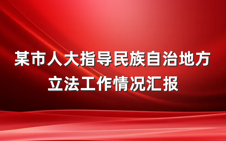 某市人大指导民族自治地方立法工作情况汇报