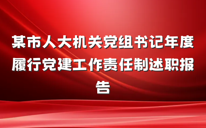 某市人大机关党组书记年度履行党建工作责任制述职报告