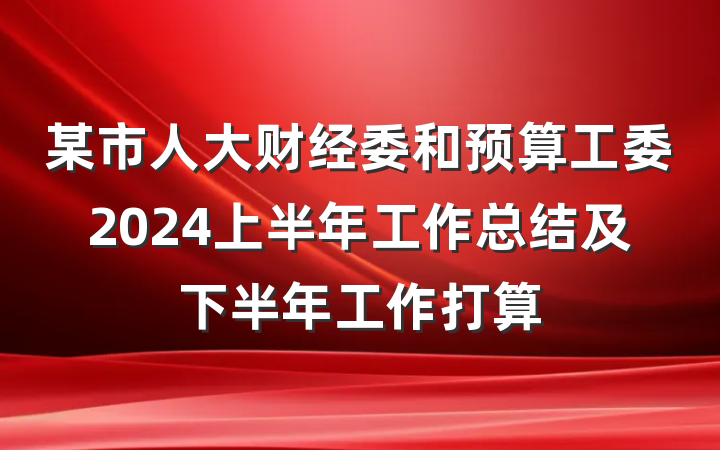 某市人大财经委和预算工委2024上半年工作总结及下半年工作打算