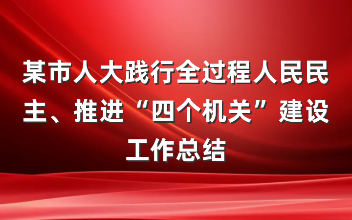 某市人大践行全过程人民民主、推进“四个机关”建设工作总结
