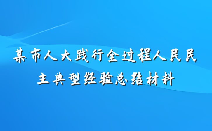 某市人大践行全过程人民民主典型经验总结材料