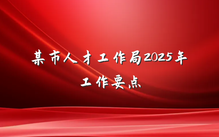某市人才工作局2025年工作要点