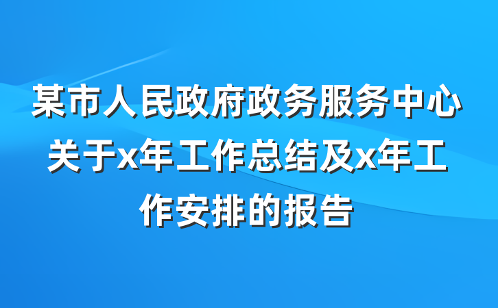 某市人民政府政务服务中心关于x年工作总结及x年工作安排的报告
