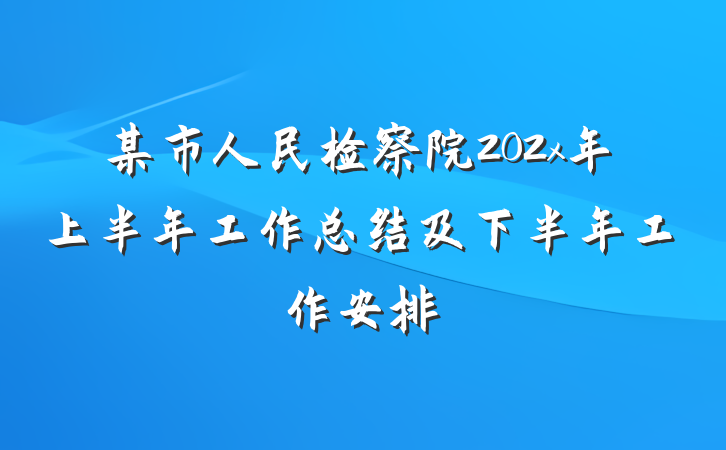 某市人民检察院202x年上半年工作总结及下半年工作安排