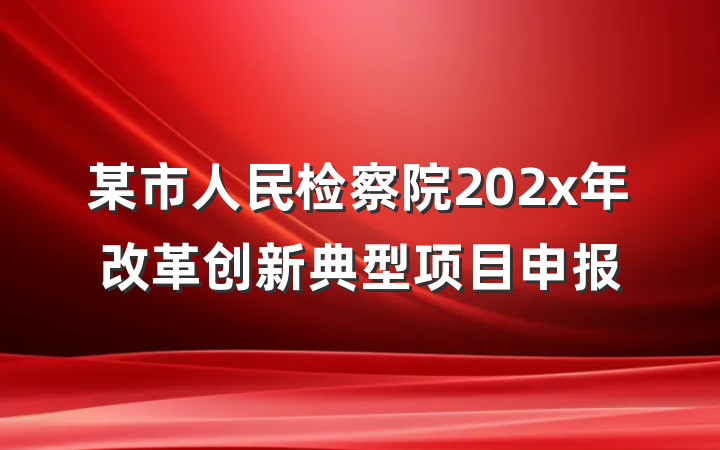 某市人民检察院202x年改革创新典型项目申报