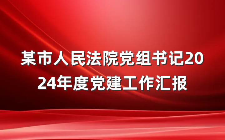 某市人民法院党组书记2024年度党建工作汇报