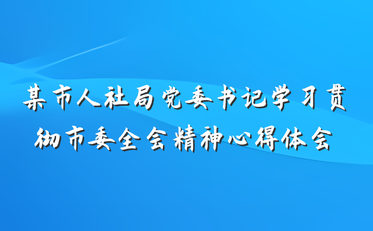 某市人社局党委书记学习贯彻市委全会精神心得体会