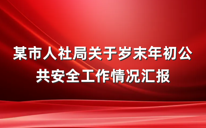 某市人社局关于岁末年初公共安全工作情况汇报