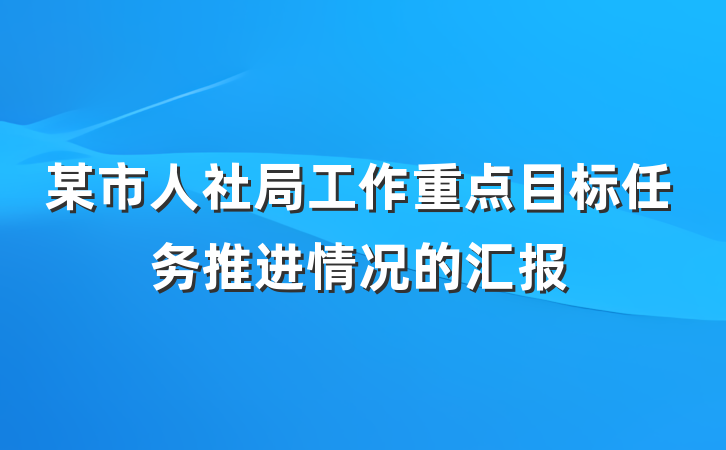 某市人社局工作重点目标任务推进情况的汇报