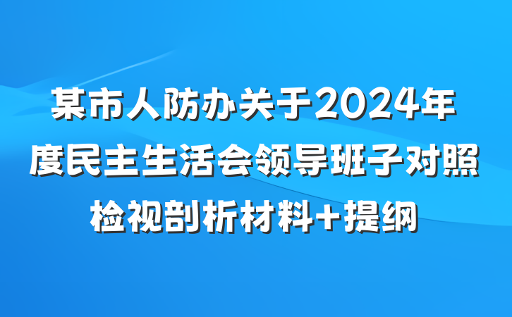 某市人防办关于2024年度民主生活会领导班子对照检视剖析材料 提纲