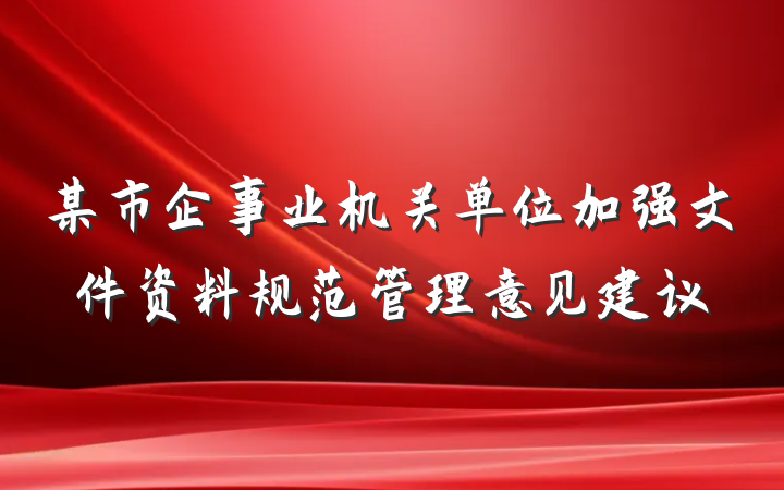 某市企事业机关单位加强文件资料规范管理意见建议