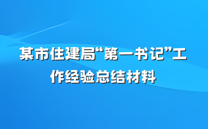 某市住建局“第一书记”工作经验总结材料