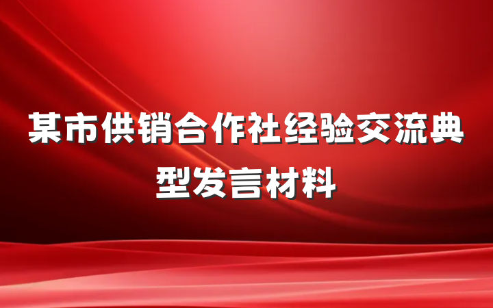 某市供销合作社经验交流典型发言材料