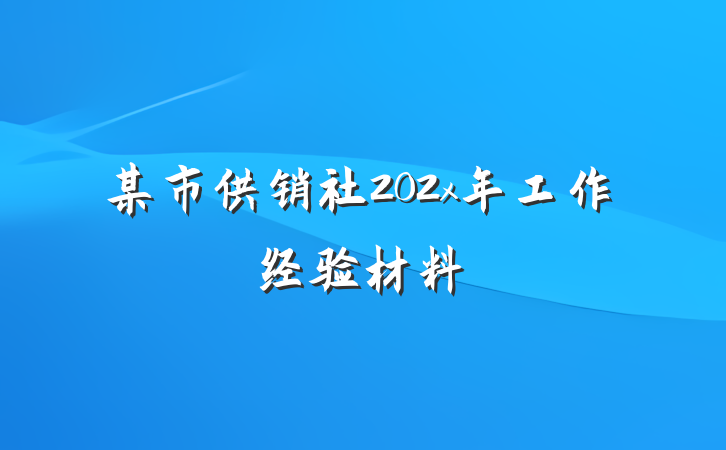 某市供销社202x年工作经验材料