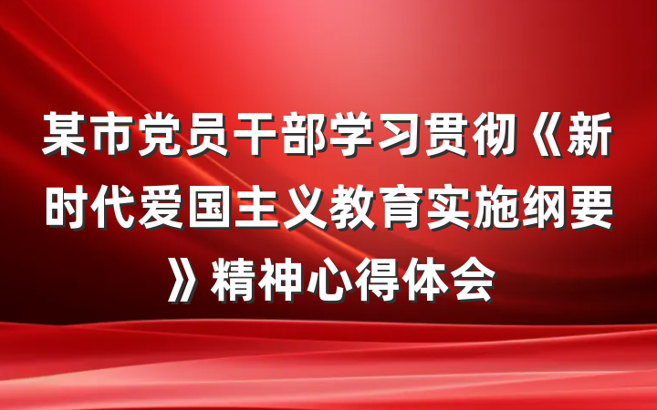 某市党员干部学习贯彻《新时代爱国主义教育实施纲要》精神心得体会