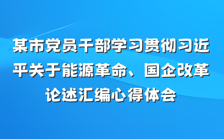 某市党员干部学习贯彻习近平关于能源革命、国企改革论述汇编心得体会