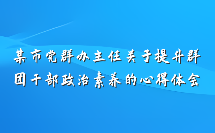 某市党群办主任关于提升群团干部政治素养的心得体会