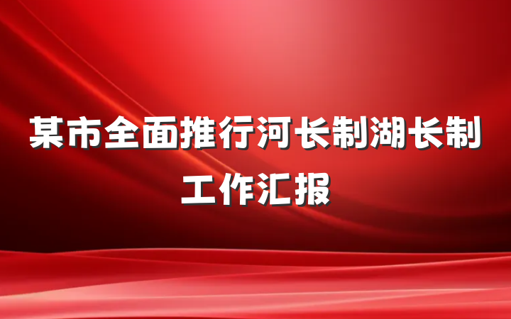 某市全面推行河长制湖长制工作汇报