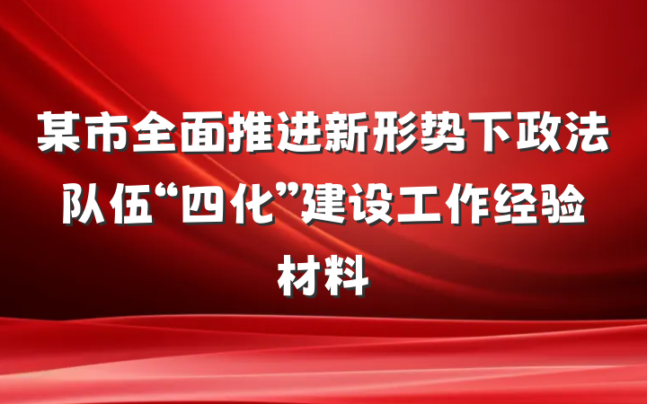 某市全面推进新形势下政法队伍“四化”建设工作经验材料
