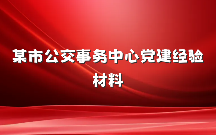 某市公交事务中心党建经验材料