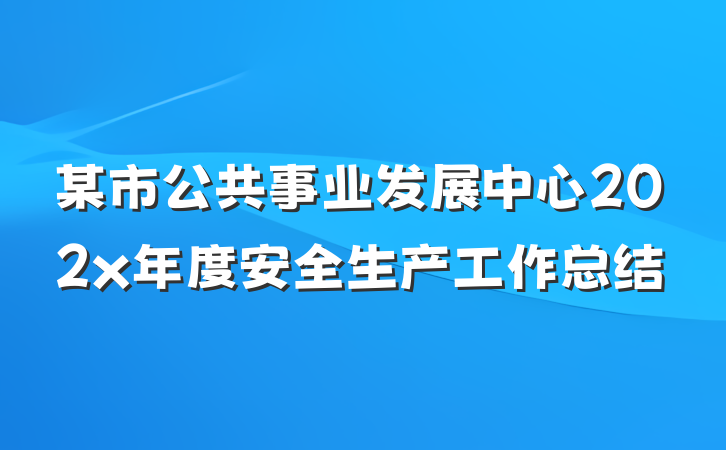 某市公共事业发展中心202x年度安全生产工作总结