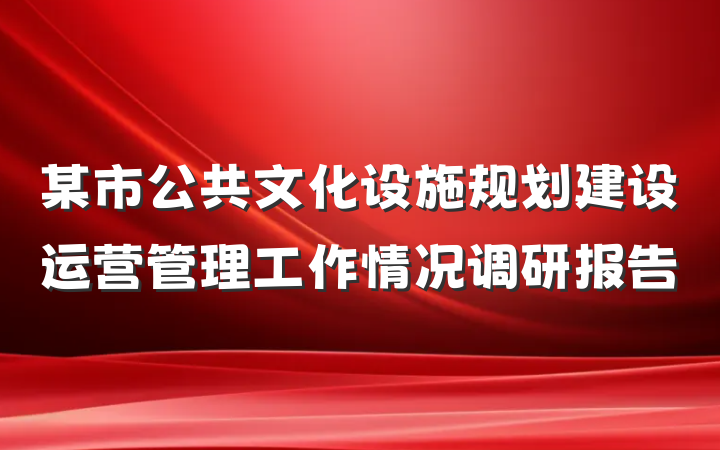 某市公共文化设施规划建设运营管理工作情况调研报告