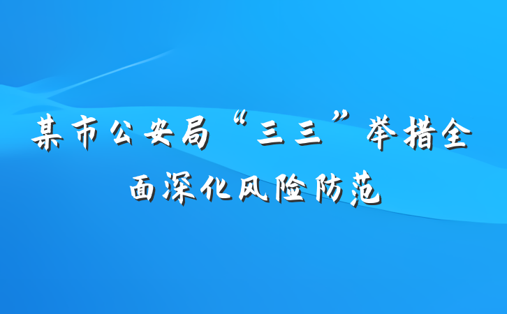 某市公安局“三三”举措全面深化风险防范