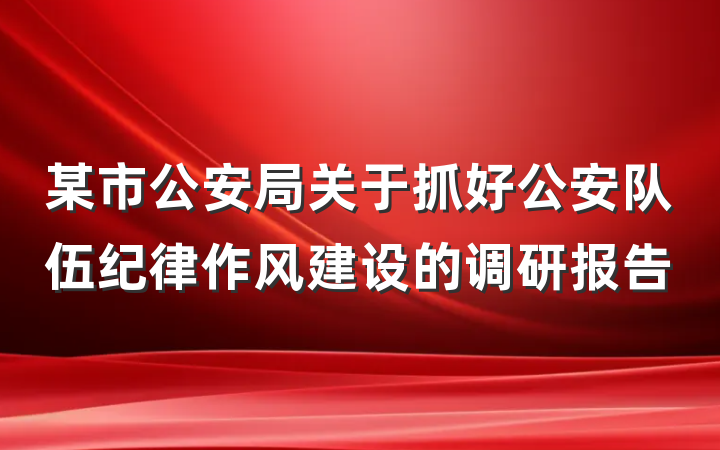 某市公安局关于抓好公安队伍纪律作风建设的调研报告