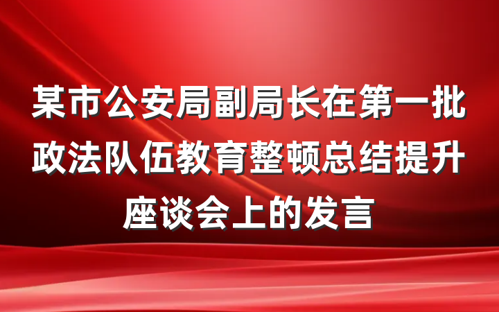 某市公安局副局长在第一批政法队伍教育整顿总结提升座谈会上的发言
