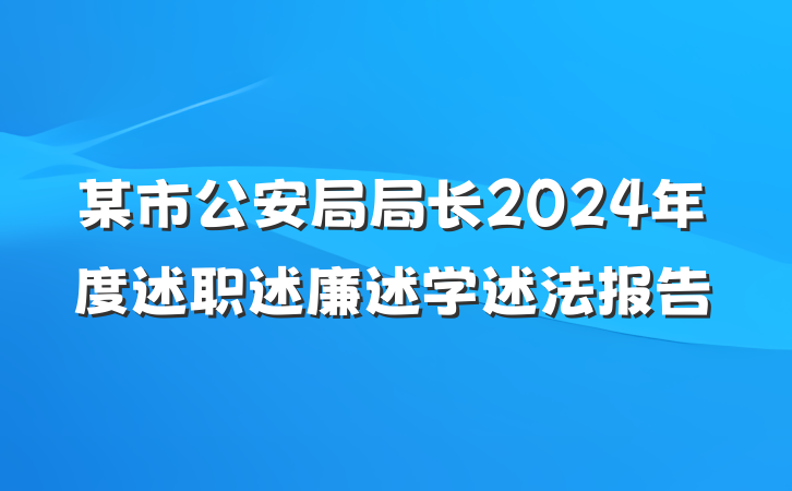 某市公安局局长2024年度述职述廉述学述法报告