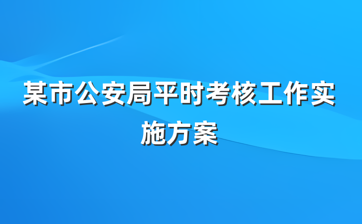 某市公安局平时考核工作实施方案