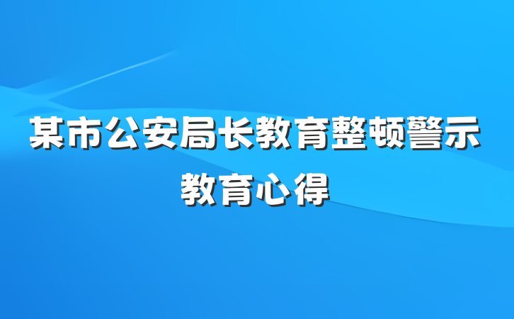 某市公安局长教育整顿警示教育心得