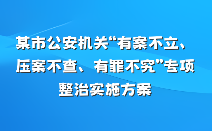 某市公安机关“有案不立、压案不查、有罪不究”专项整治实施方案