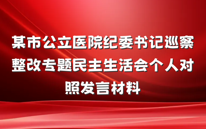 某市公立医院纪委书记巡察整改专题民主生活会个人对照发言材料