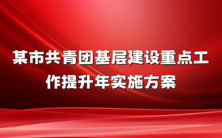 某市共青团基层建设重点工作提升年实施方案