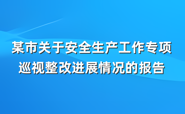 某市关于安全生产工作专项巡视整改进展情况的报告