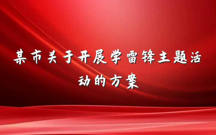 某市关于开展学雷锋主题活动的方案