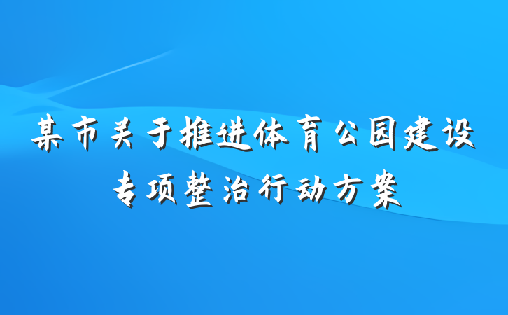 某市关于推进体育公园建设专项整治行动方案